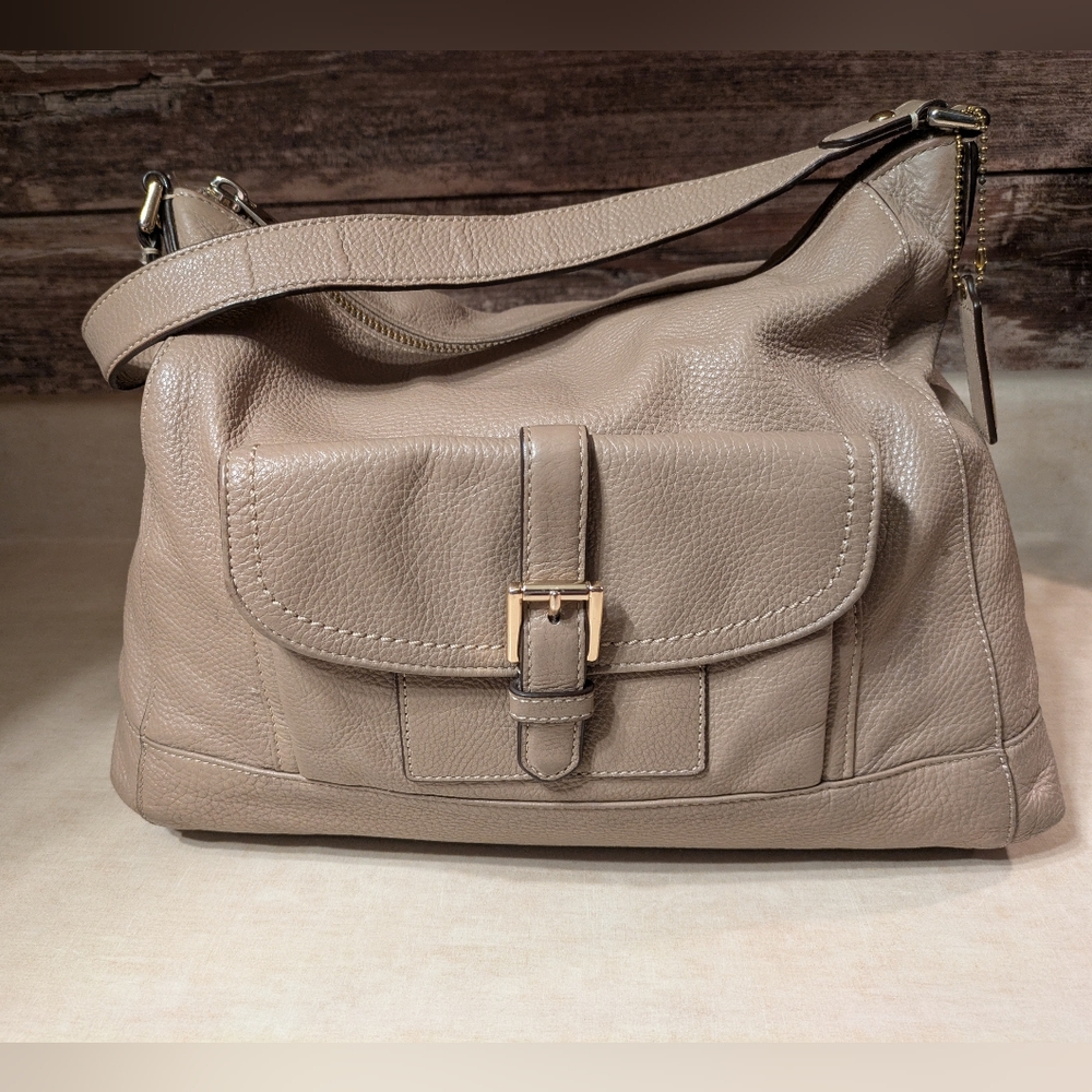 Coach Charlie 51733E Vintage Leather Hobo Tote/Shoulder Bag Beige